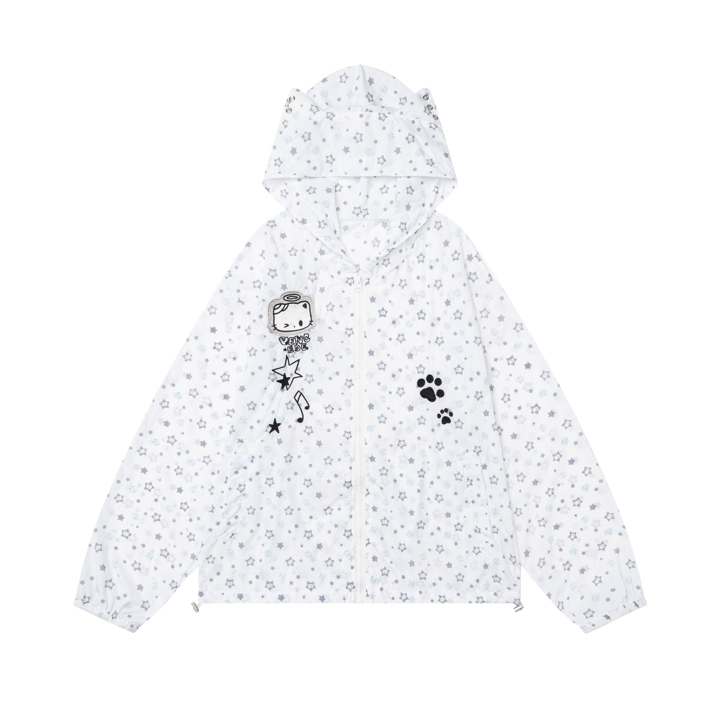 Languid Park - Cat Embroidered UV Protection Jacket jacket Languid Park White S