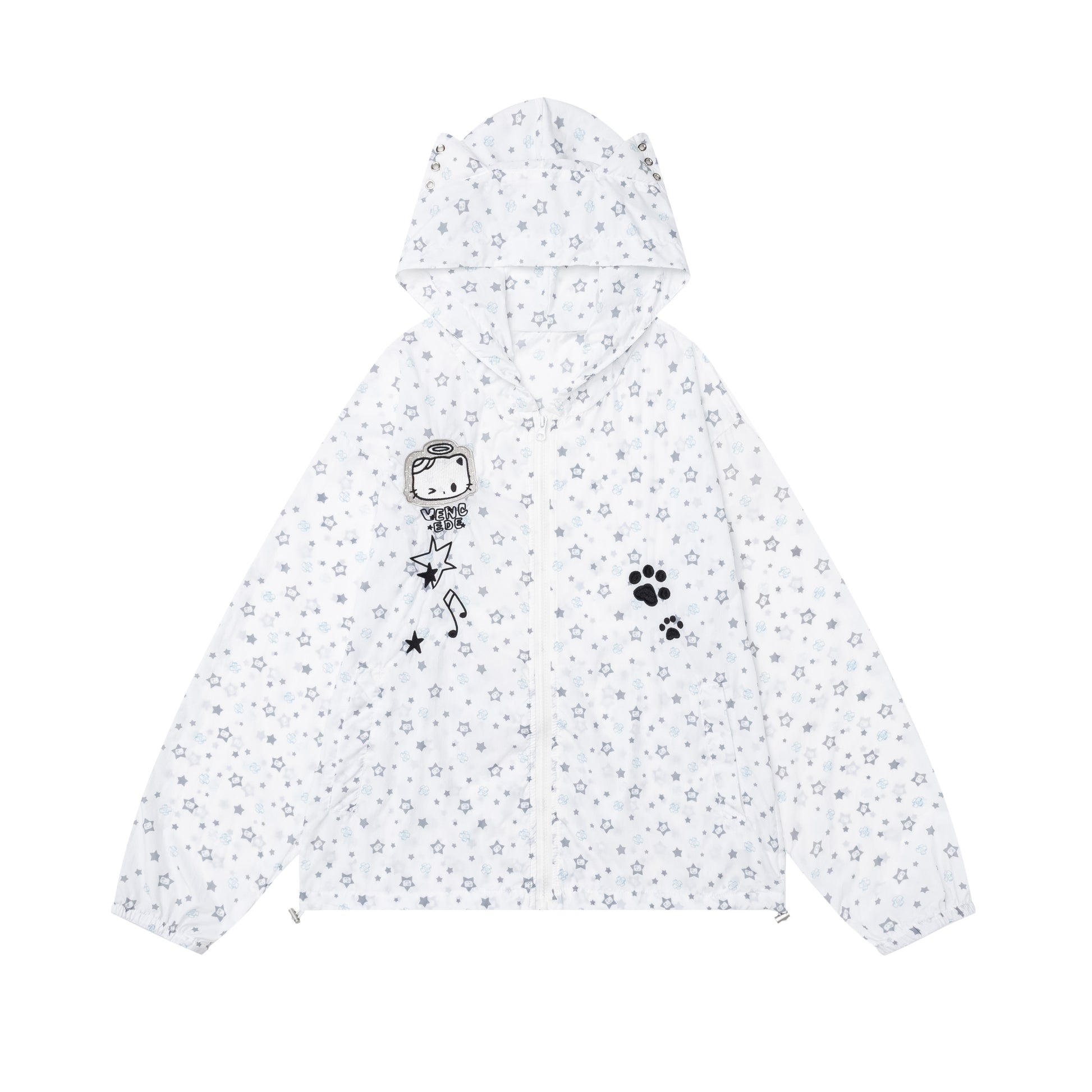 Languid Park - Cat Embroidered UV Protection Jacket jacket Languid Park White S