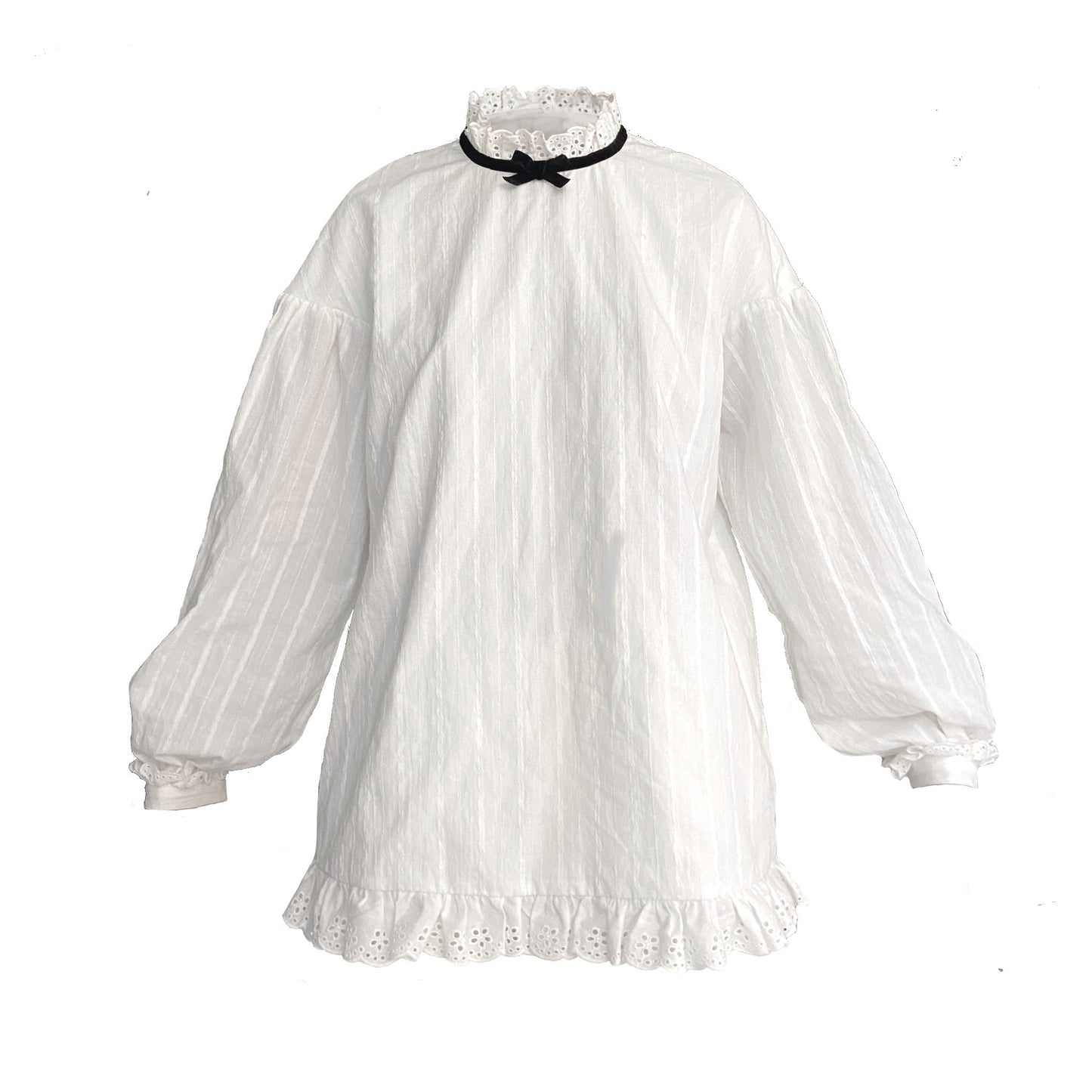 ShiChang Vintage Blouse | Lace Trim Striped Loose Shirt | Versatile White Layering Blouse blouse ShiChang