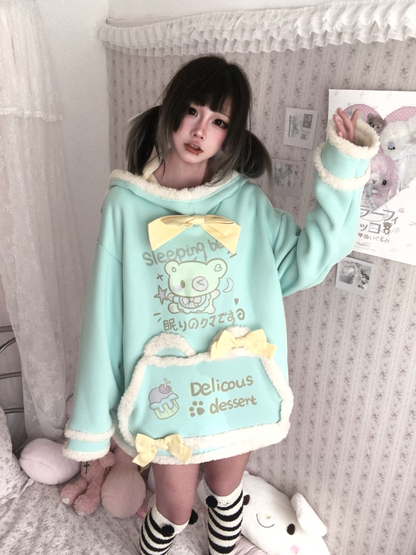 Three Poisons - Fleece-Lined Bow Hooded Sweatshirt hoodie Three Poisons