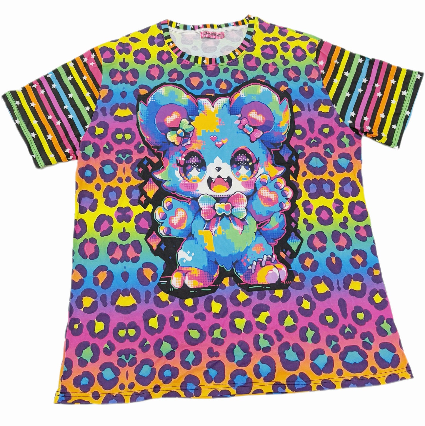 LEERROO - Decora Kei Rainbow Bear Print Cotton T-Shirt tshirt Leerroo