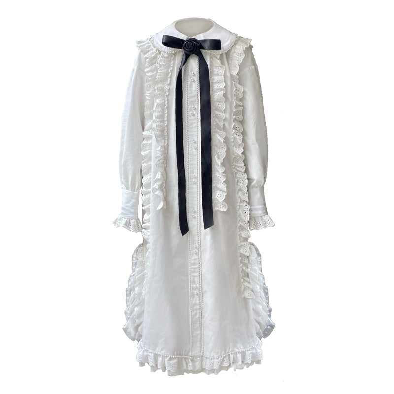 ShiChang White Punk Dress | Sweet-Cool Cotton Dress | Vintage Girl Aesthetic dress ShiChang