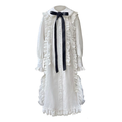 ShiChang White Punk Dress | Sweet-Cool Cotton Dress | Vintage Girl Aesthetic dress ShiChang