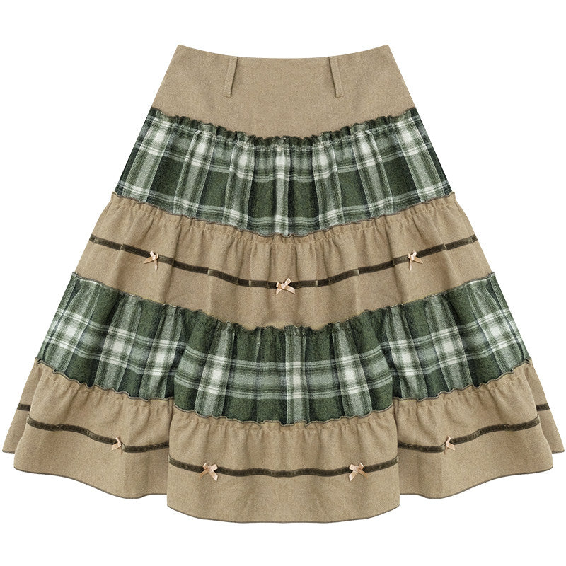 ziziFei - Girly Kei Green Plaid Midi Skirt skirt ziziFei S