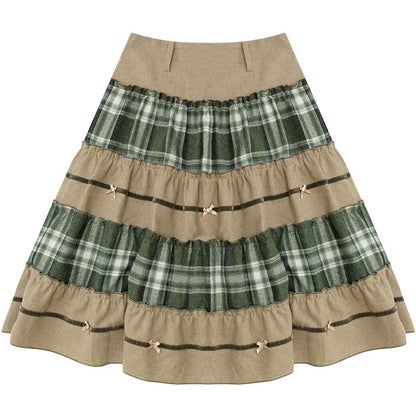 ziziFei - Girly Kei Green Plaid Midi Skirt skirt ziziFei S