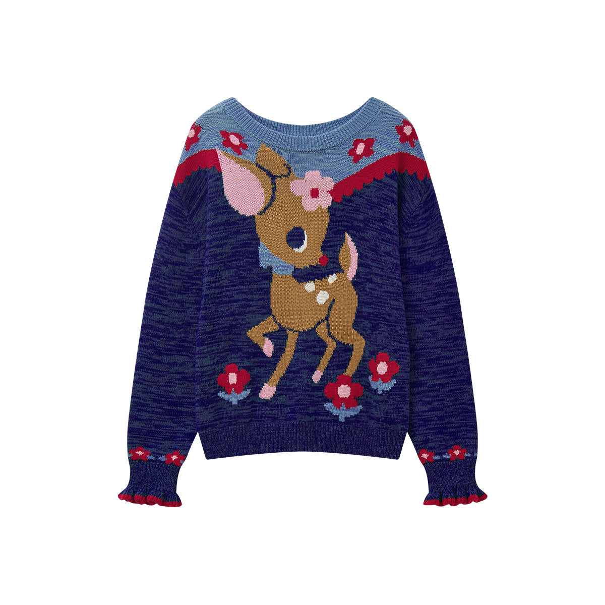 tntntutu - Kidcore Knit Deer Pullover Sweater sweater tntntutu Blue M