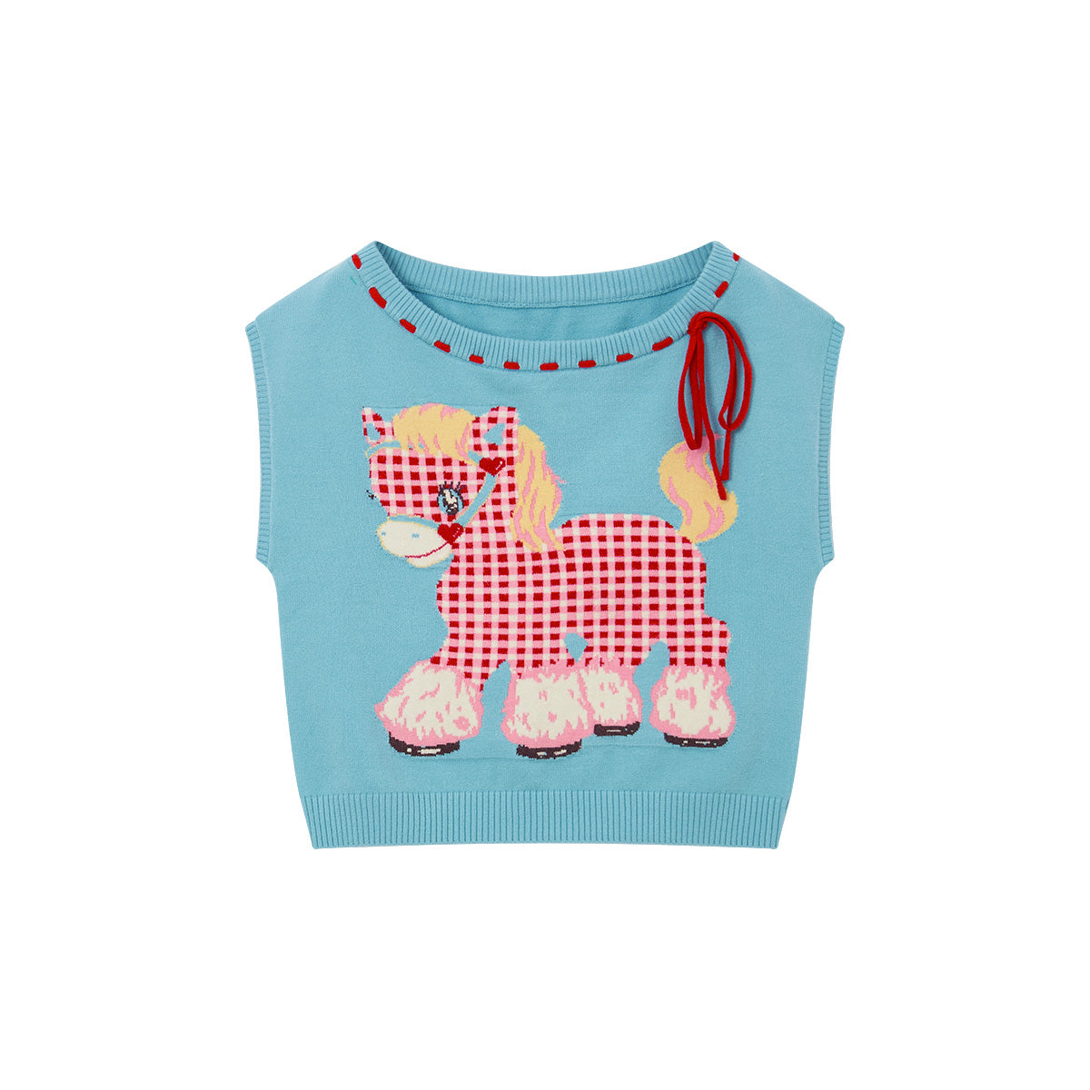 tntntutu - Kawaii Plaid Pony Knit Vest vest tntntutu M