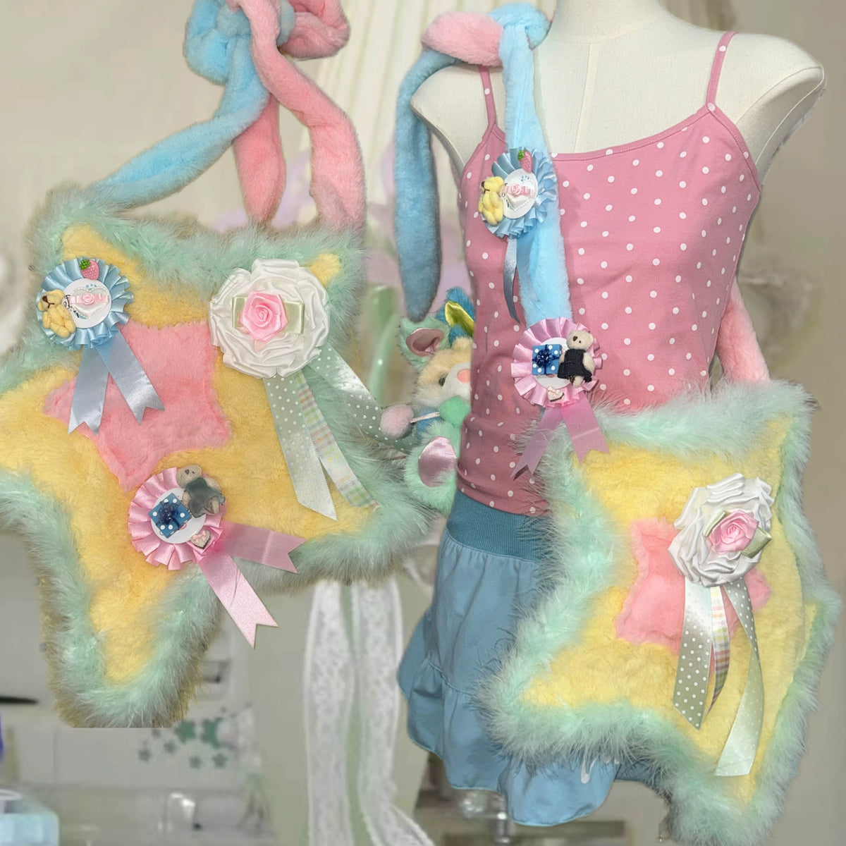 Hottie - Colorful Star Fuzzy Crossbody Bag bag Hottie