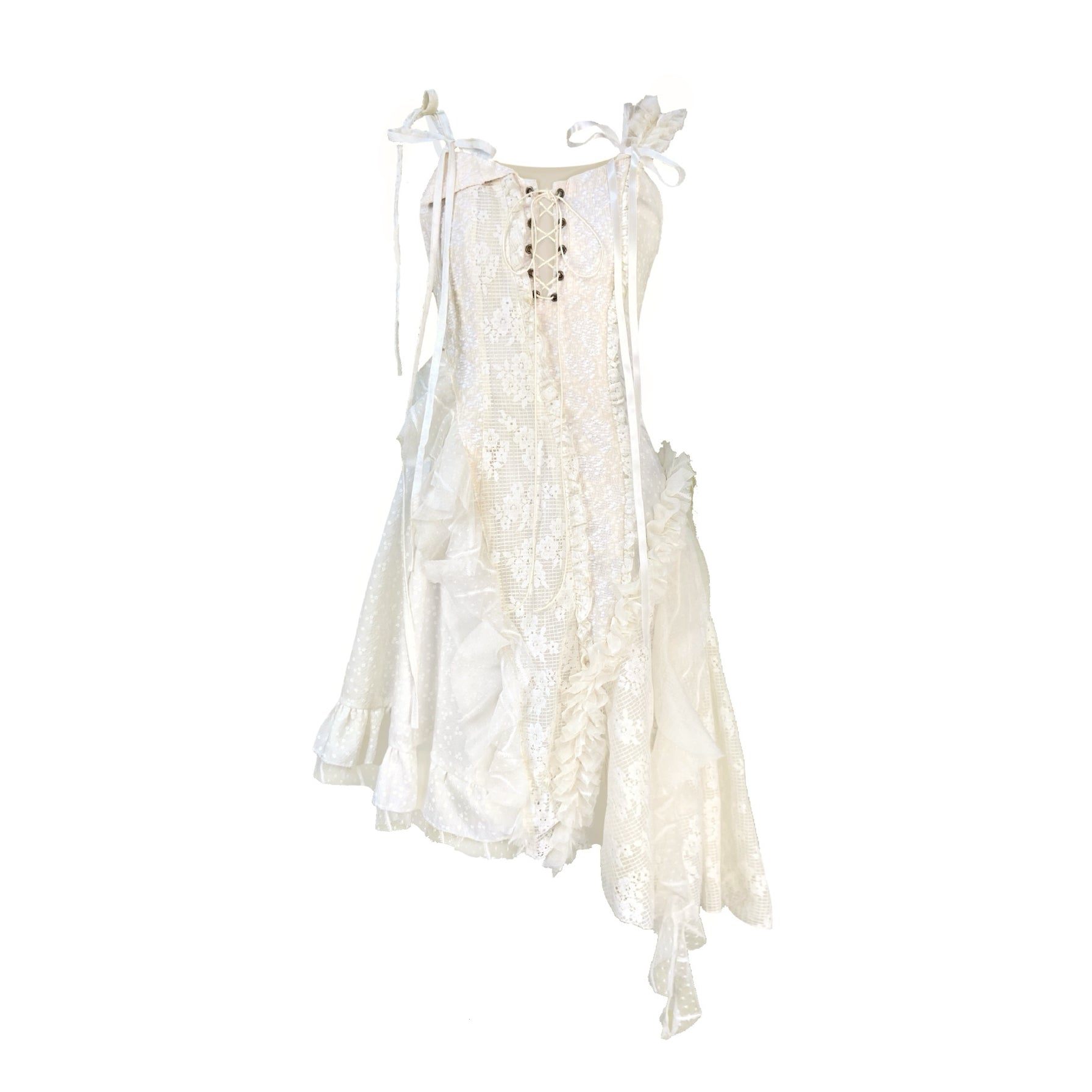 ShiChang Broken Vintage Dress | Romantic Patchwork Dress | Slim Fit Irregular Hem Cami Dress dress ShiChang