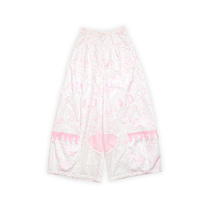 Meugler Multi-Fabric Patchwork Dog Face Pure White/Printed Casual Wide-Leg Pants pants Meugler Printed Version S