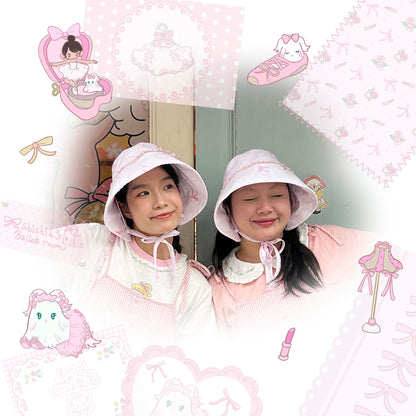 shishihshop Decora Kei Pink Sun Hat | Sweet Girl Lace Ribbon Wide-Brim UV Cap hat shishihshop