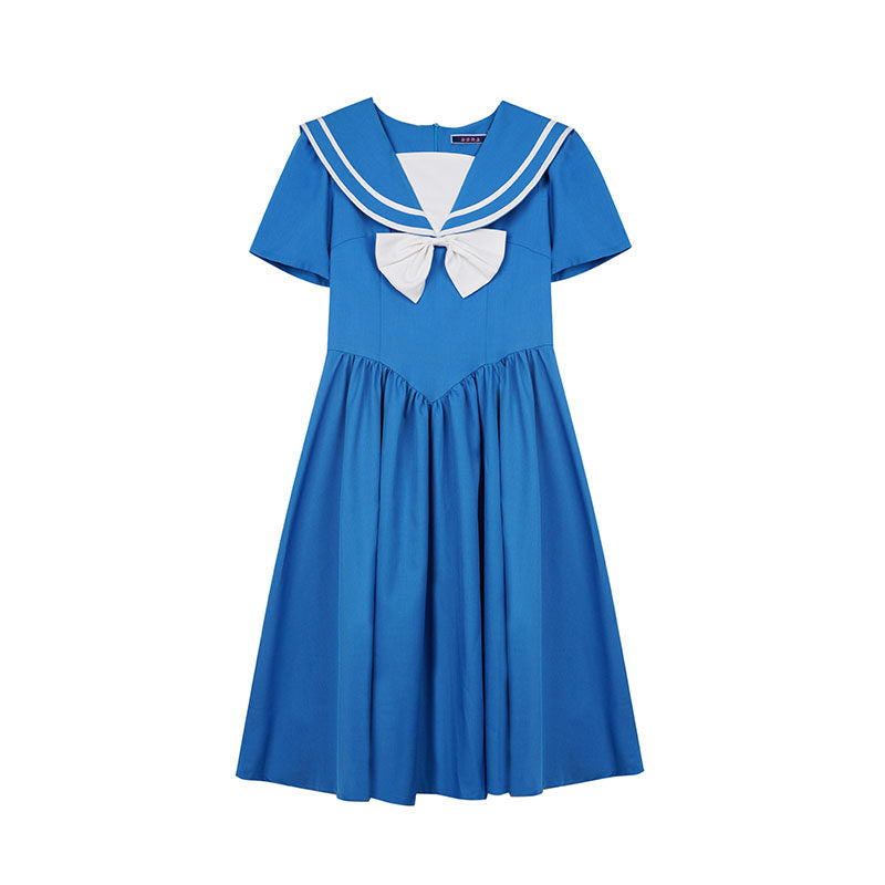 Nanjun Vintage - Blue Showa JK Puff Dress dress Nanjun Vintage