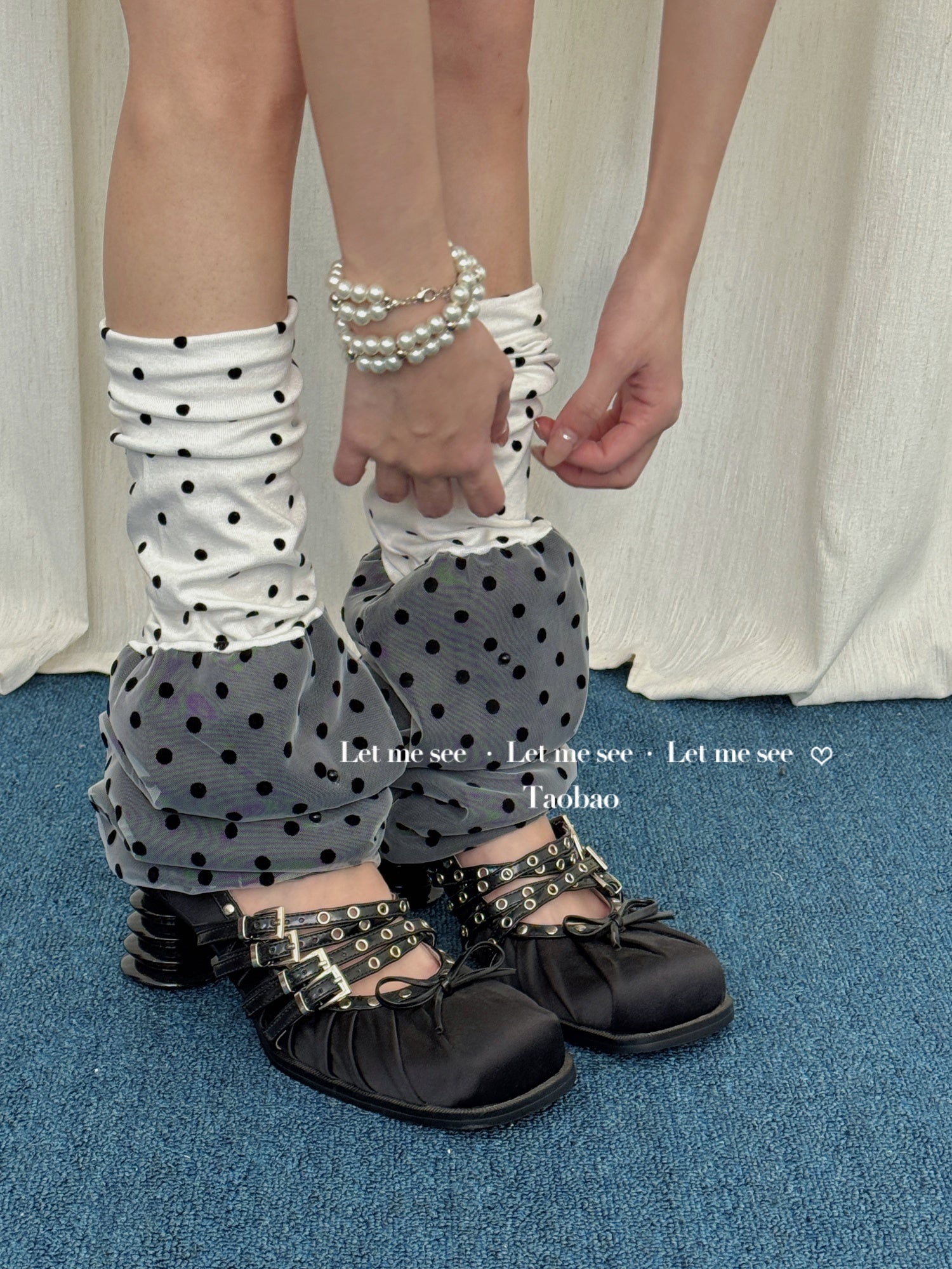 LET ME SEE - Kawaii Patchwork Polka Dot Leg Warmers leg warmmers let me see White