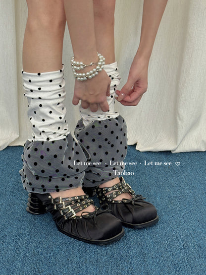 LET ME SEE - Kawaii Patchwork Polka Dot Leg Warmers leg warmmers let me see White