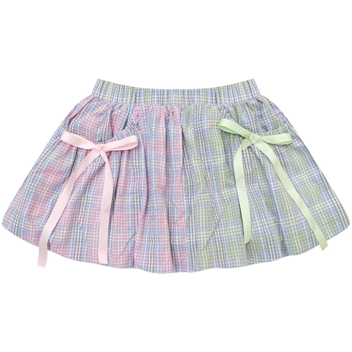 ziziFei - Rainbow Plaid Bow Mini Skirt skirt ziziFei S