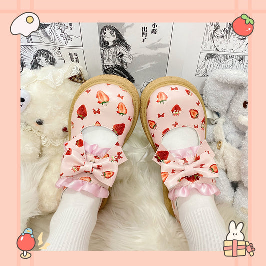21DO - Decora Kei Bow Print Platform Mary Janes shoes 21DO