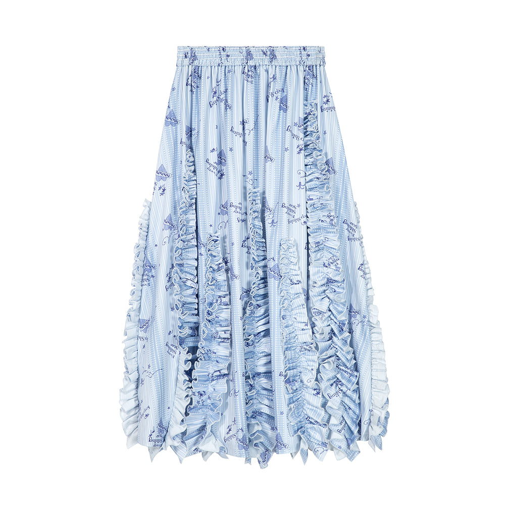 tntntutu Light Blue Skirt | A-Line Skirt | Pleated Border Summer Skirt skirt tntntutu
