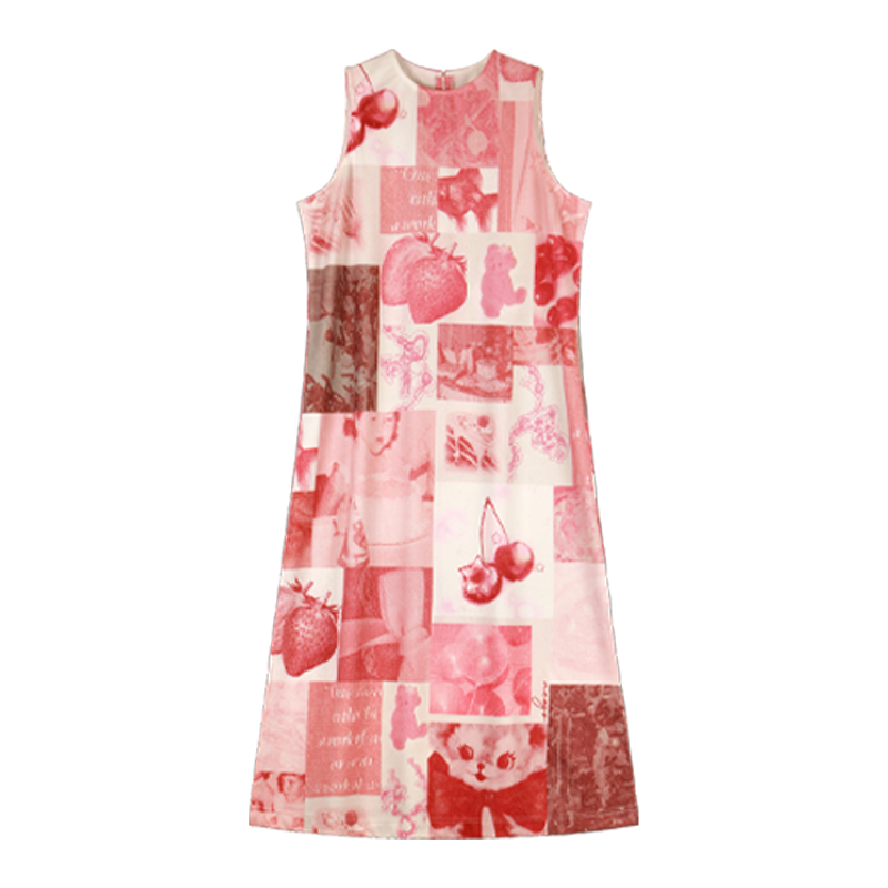 NeogoMade - Y2K Pink Retro Spliced Vest Dress dress NeogoMade S