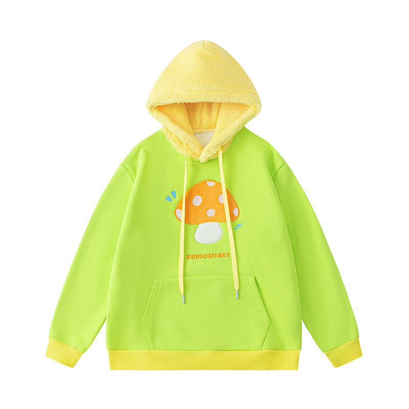 KURIOSITAET - Green Mushroom Embroidered Hoodie hoodie KURIOSITAET S