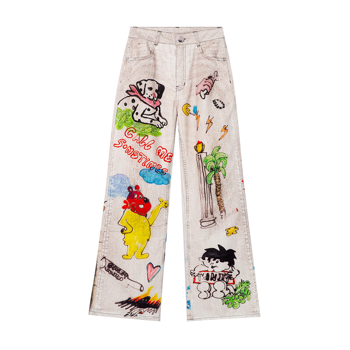 Tntntutu - Decora Kei White Graffiti Denim Pants pants tntntutu