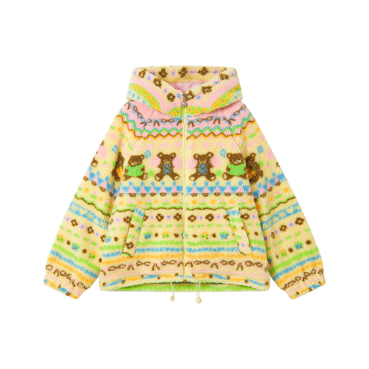 tntntutu - Dopamine Yellow Bear Fleece Jacket Kawaii Plush Hooded Coat coat tntntutu M