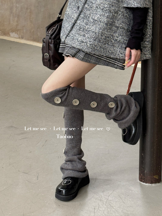 LET ME SEE - Y2K Subculture Knit Overknee Leg Warmers leg warmmers let me see Dark Grey