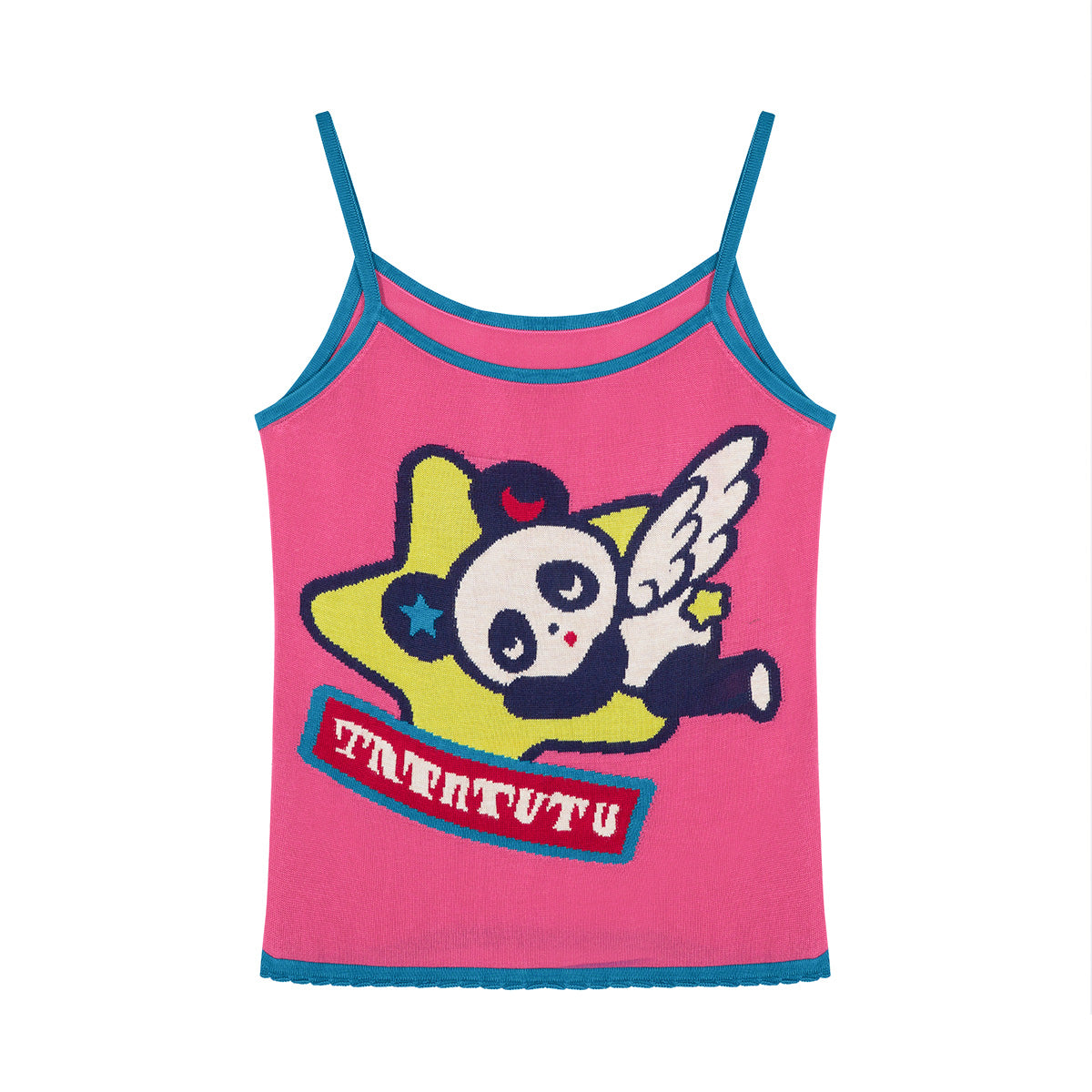 tntntutu Kawaii Contrast Tank | Harajuku Panda Angel Knit Cami Top camisole tntntutu Pink S