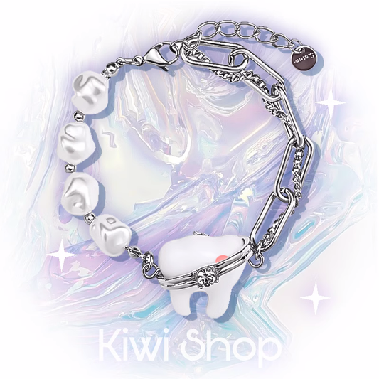 Kiwi Store - Y2K Fun Tooth Pearl Bracelet Necklace necklace kiwi store Bracelet - 1pc
