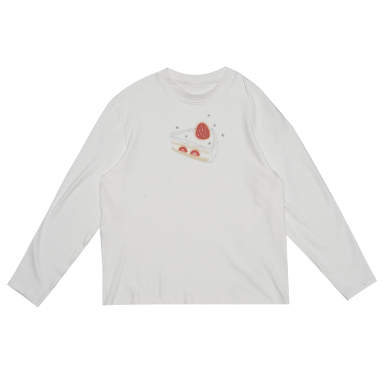 daytoday everyday institute - Girly Strawberry Cake Long Sleeve Tee Cute sweatshirt daytoday everyday institute S
