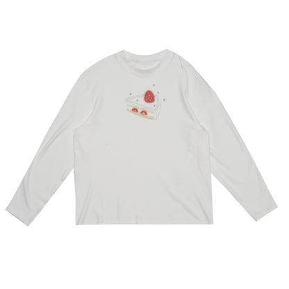 daytoday everyday institute - Girly Strawberry Cake Long Sleeve Tee Cute sweatshirt daytoday everyday institute S