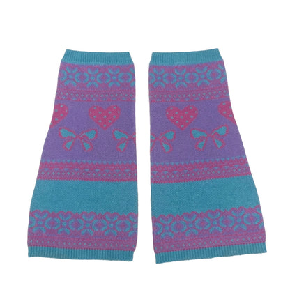 bunnybunnygun - Y2K Retro Soft Girl Heart Pattern Warm Leg Warmers leg warmmers bunnybunnygun
