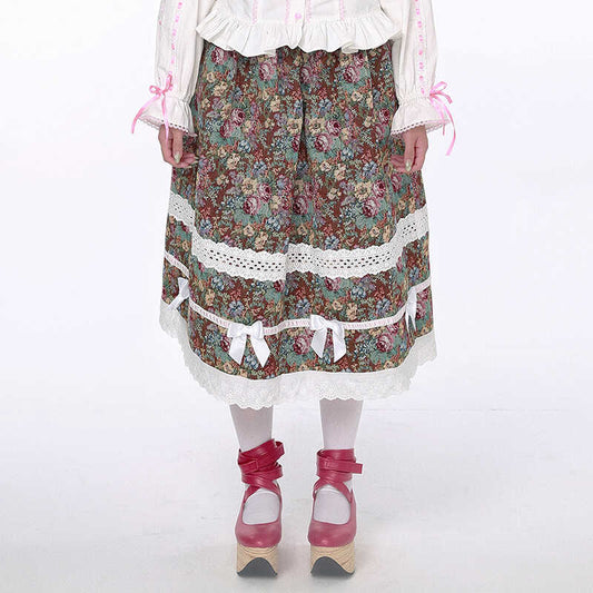 SOS MEME CLUB - Showa Retro Sweet Vintage Skirt Set skirt SOS MEME CLUB Skirt Only S