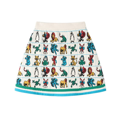 tntntutu - Colorful Animal Jacquard Knit A-Line Skirt skirt tntntutu M