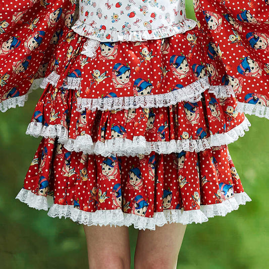 SOS MEME CLUB – Showa Retro Playful Cotton Skirt skirt SOS MEME CLUB