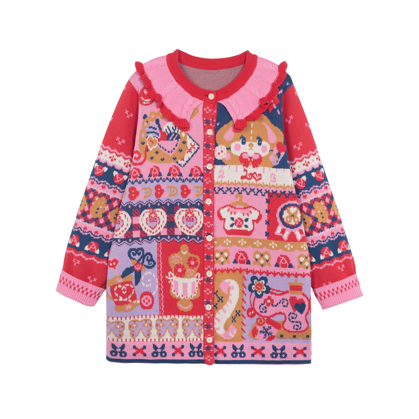 Lutra Jump - Decora Intarsia Knit Cardigan cardigan Lutra Jump S