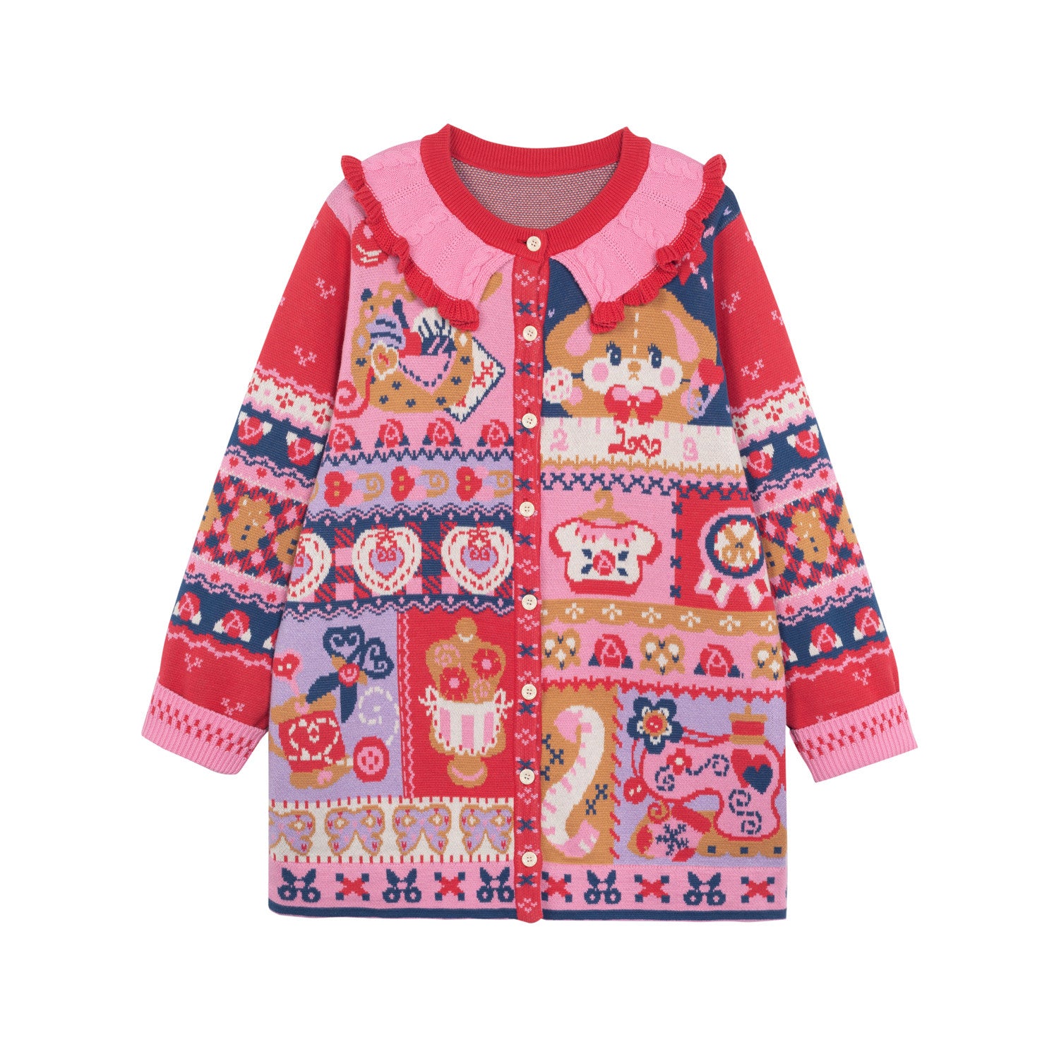 Lutra Jump - Decora Intarsia Knit Cardigan cardigan Lutra Jump S