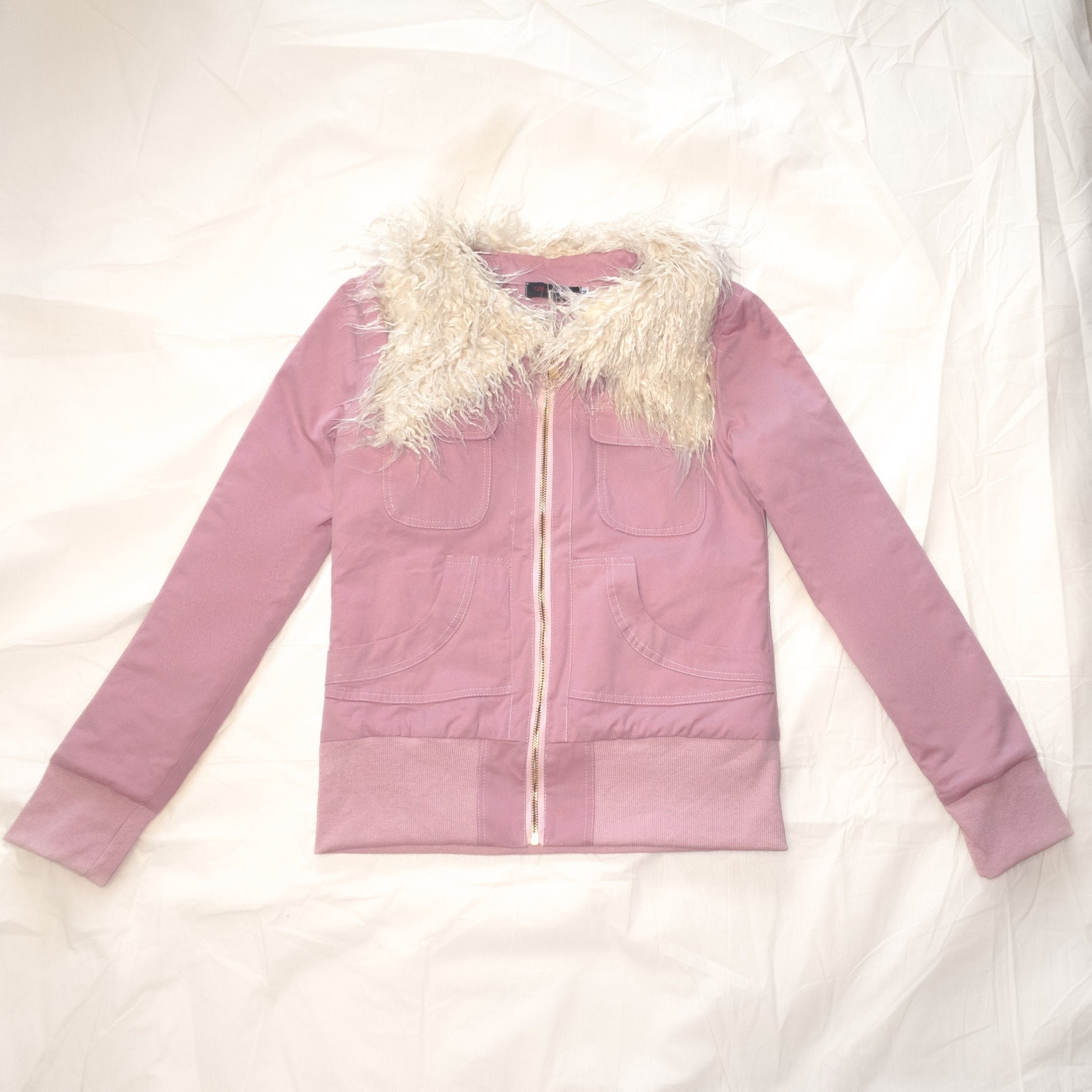 YJM with biubiu - Fitted Plush Collar Padded Jacket jacket YJM with biubiu S