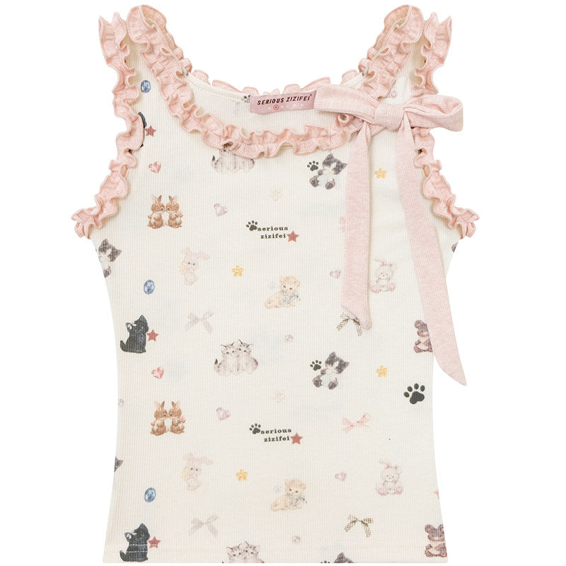 ziziFei - Cat Garden Ruffle Cami Top camisole ziziFei S