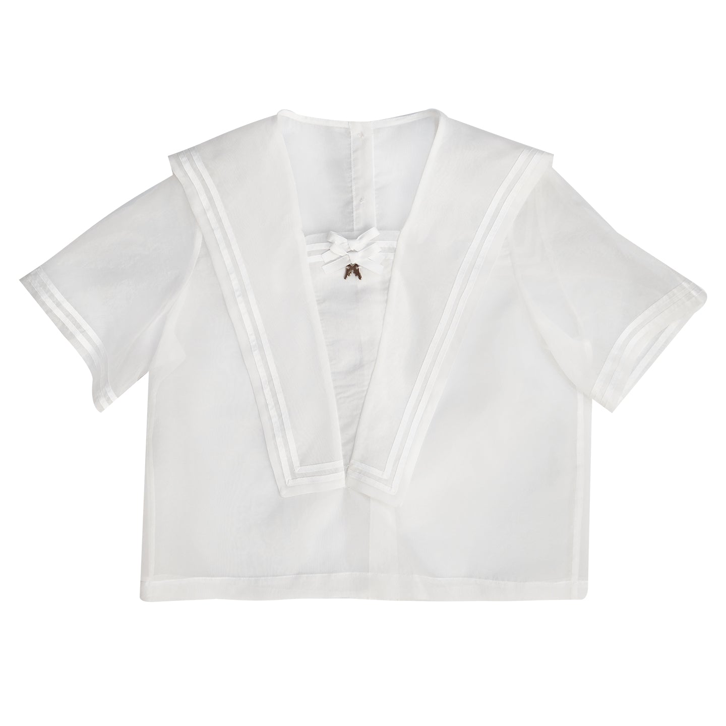 Daytoday Everyday Institute - Kawaii Sailor Collar Bow Wing Shirt shirt daytoday everyday institute White S