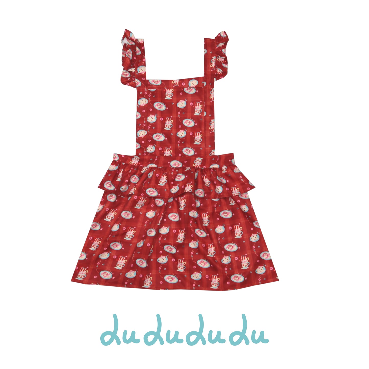 LULULULU - Kawaii Showa Retro Print Waterproof Apron Ruffled Cooking Dress dress LULULULU