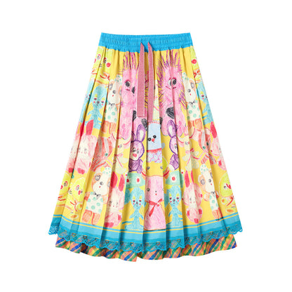 tntntutu - Colorblock Lace Pleated Skirt skirt tntntutu M