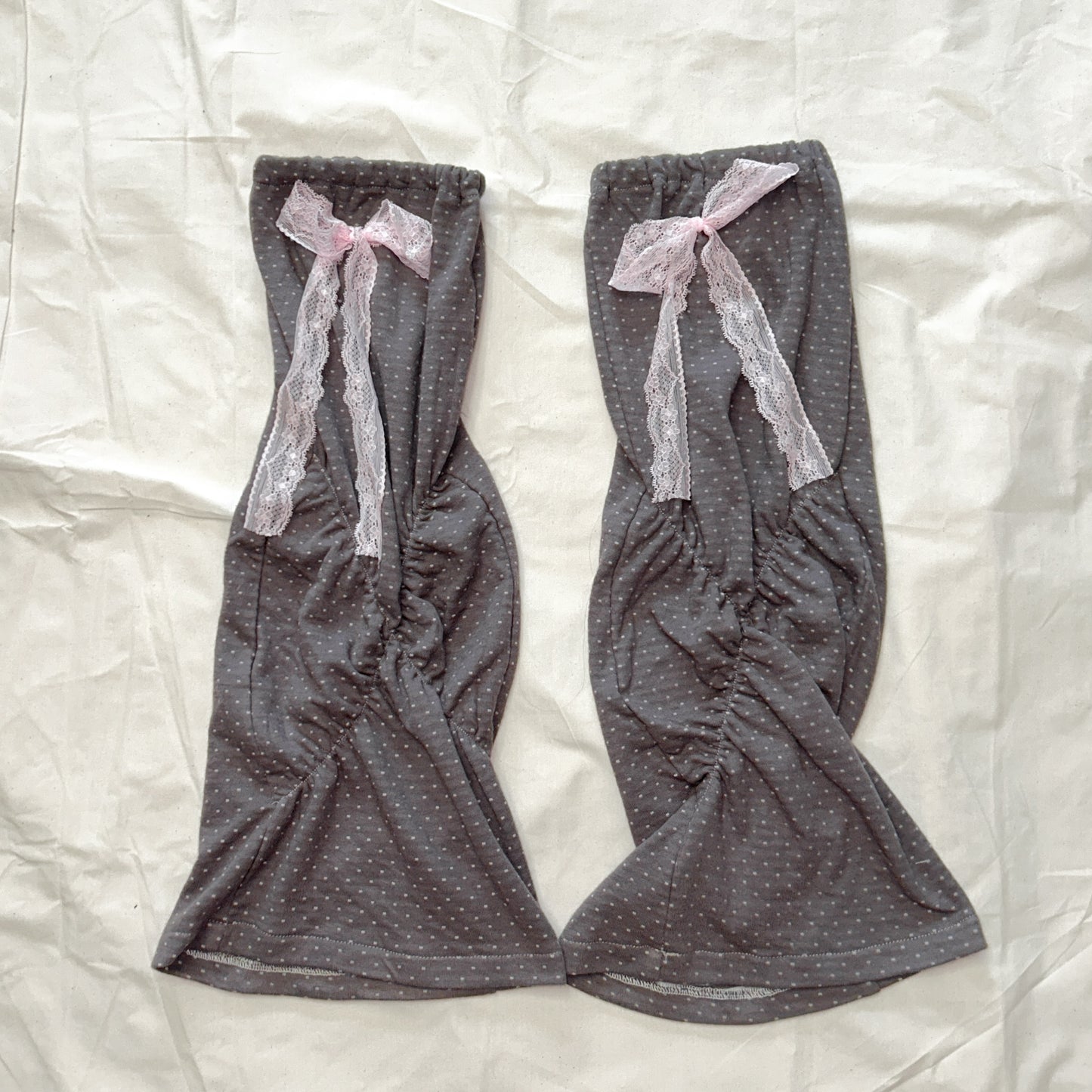 YJM with biubiu - Polka Dot Lace Bow High Leg Warmers leg warmmers YJM with biubiu