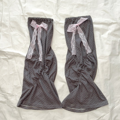 YJM with biubiu - Polka Dot Lace Bow High Leg Warmers leg warmmers YJM with biubiu