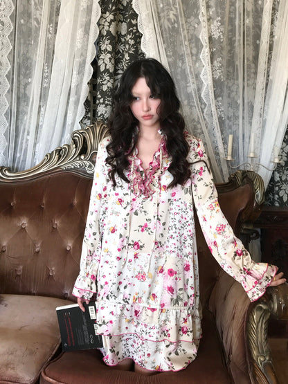 HIBABAO - Vintage Patchwork Floral Dress dress HIBABAO