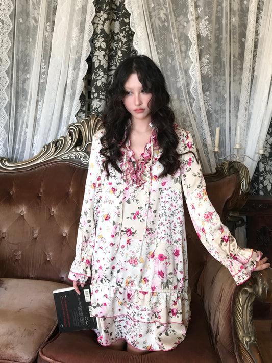 HIBABAO - Vintage Patchwork Floral Dress dress HIBABAO