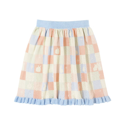 Mameya - Kawaii Bunny Plaid Skirt Colorful Cute skirt Mameya