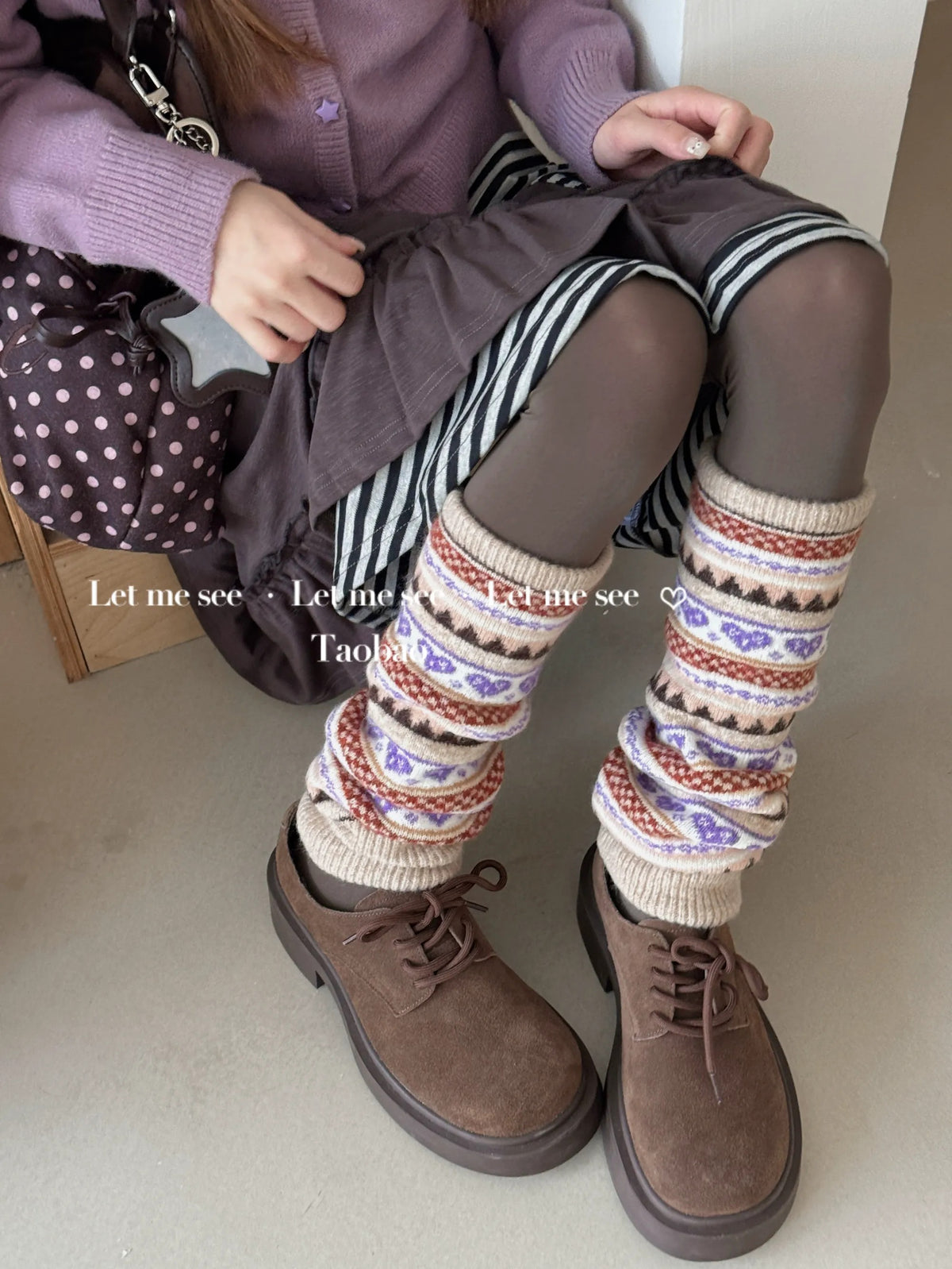 LET ME SEE - Retro Ethnic Slouch Leg Warmers leg warmmers let me see Khaki