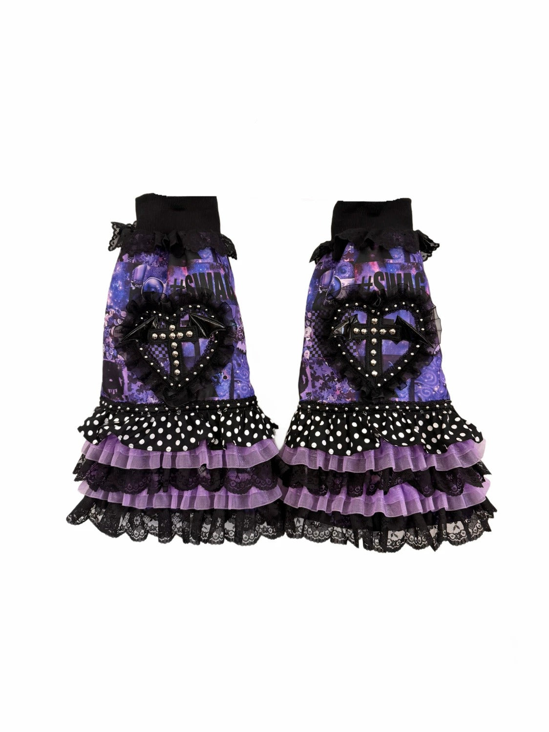 Red Devil - Dark Starry Sky Cross Lace Leg Warmers leg warmmers Red Devil