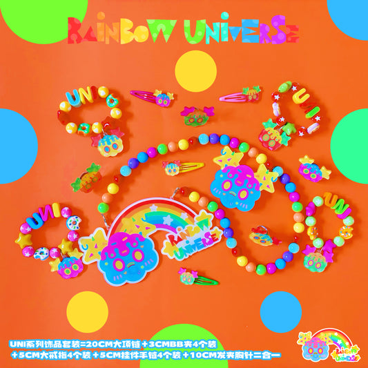 Rainbow Universe RUX - Decora Kei Accessory Set Necklace Ring Clip Bracelet accessory Rainbow Universe RUX Whole Set