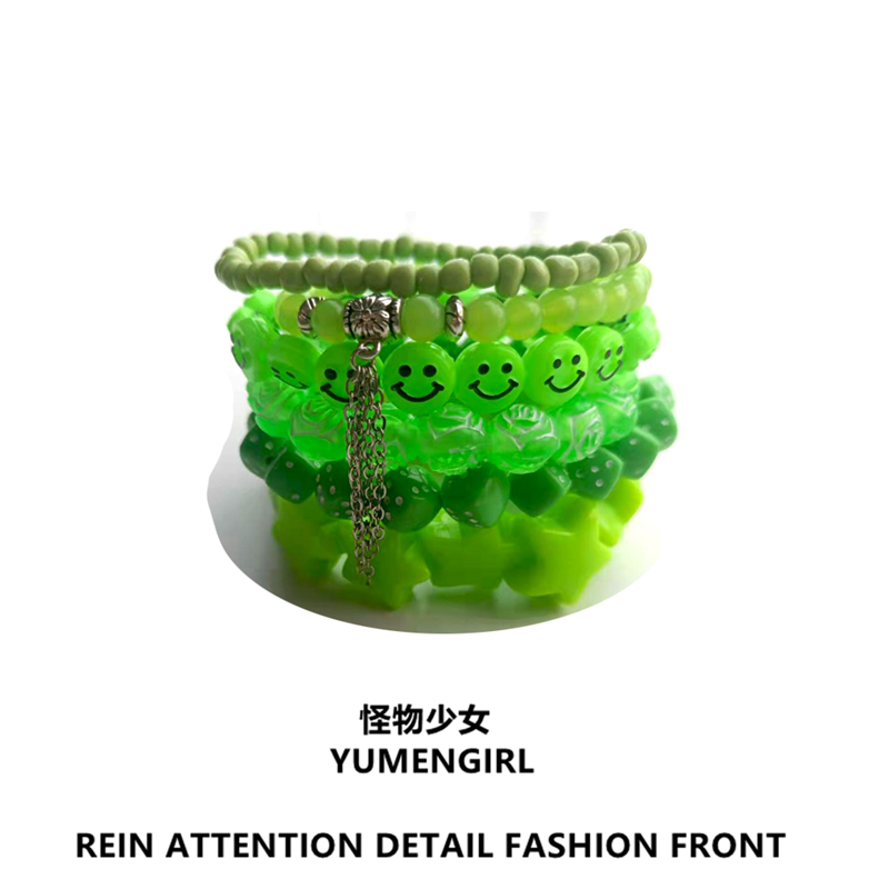 YUMENGIRL - Kawaii Decora Dopamine Bracelet with Candy Colors & Star Charms bracelet YUMENGIRL Green Bracelet Set